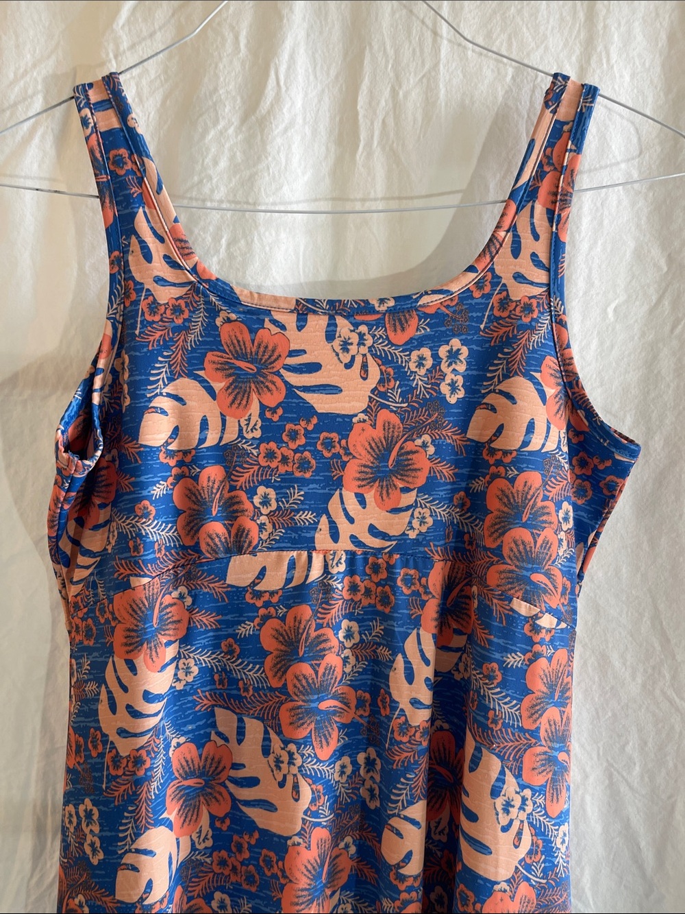Columbia PFG Floral Scoop-Neck Athletic Sundress in Blue and Peach Size M - Picture 2 of 7